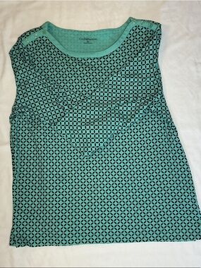 croft & barrow Teal and Black Geometric  top with three quarter sleeve
Size XL
